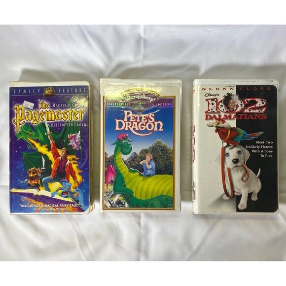 VHS 3 Bundle Pack, The Pagemaster, Pete’s Dragon and 102 Dalmatians - Picture 1 of 9